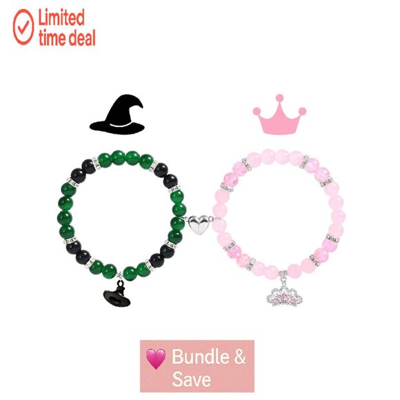 Stretch Bead Bracelet with Rhinestone Charm for Couples Friendship Gifts - Picture 1 of 8